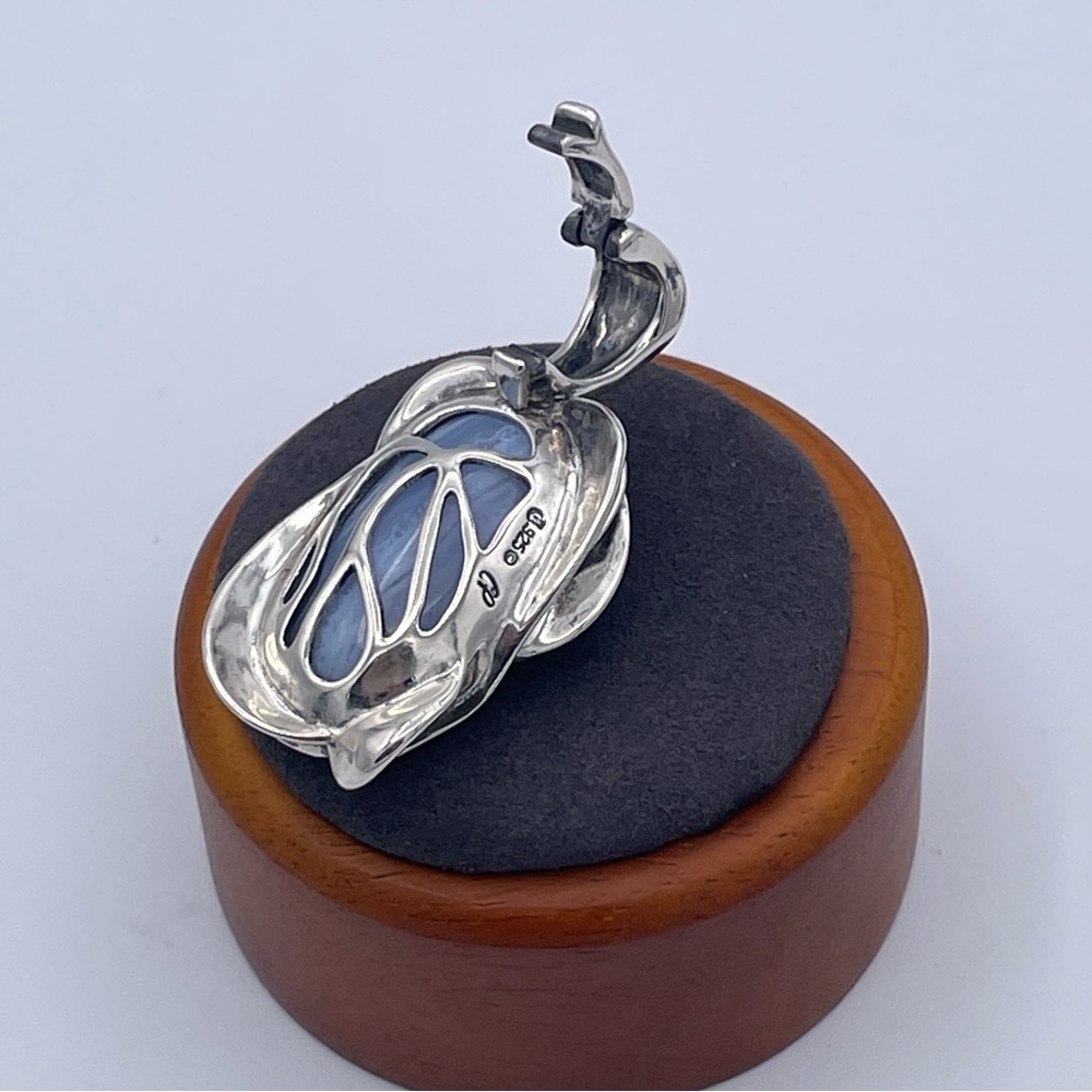 Carolyn Pollack Relios Blue Lace Agate Pendant 925 Sterling Silver Southwestern - Picture 4 of 9